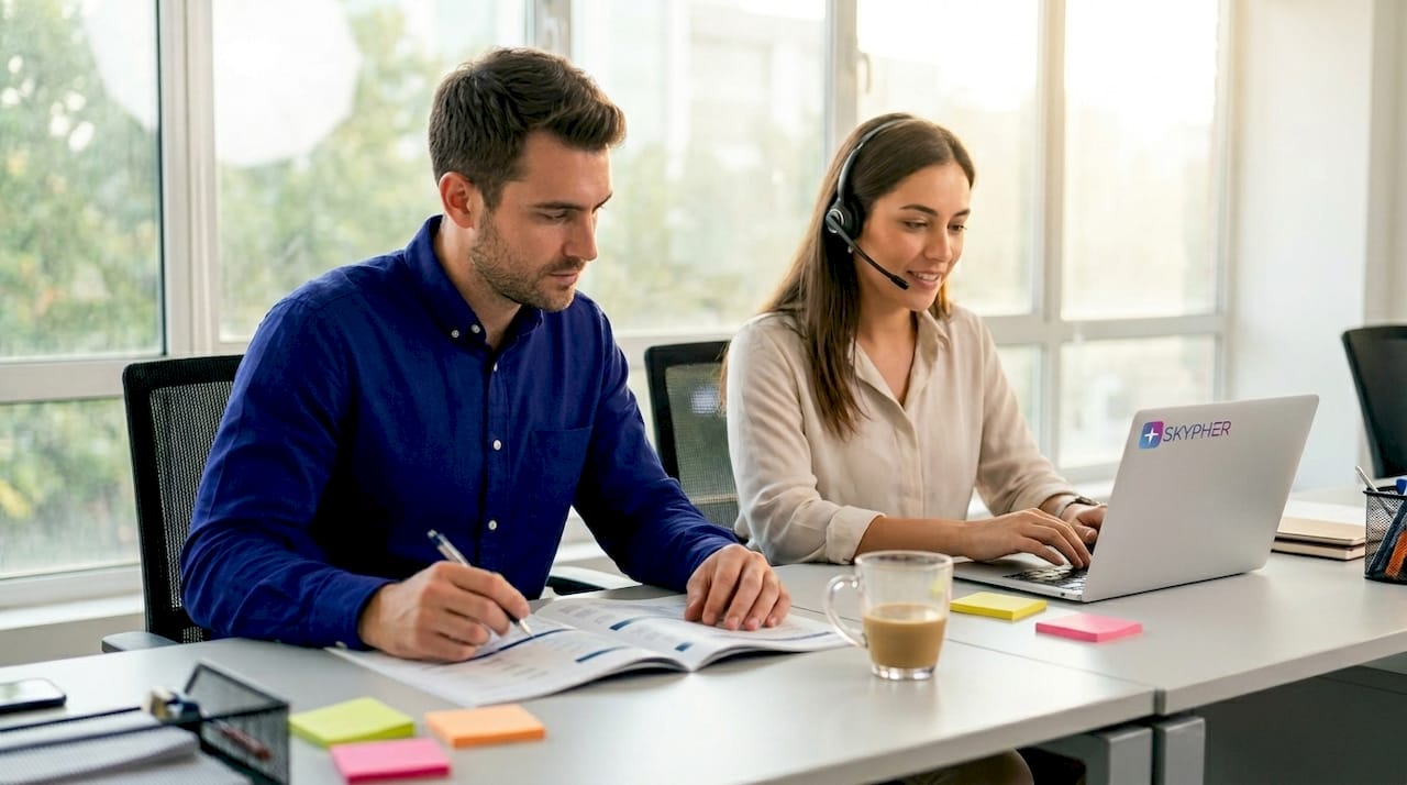 IT team using vendor support portal at desk