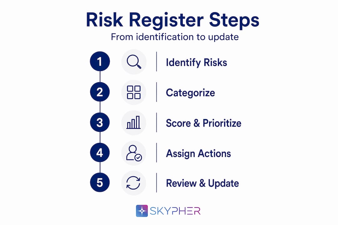 Infographic of risk register process steps