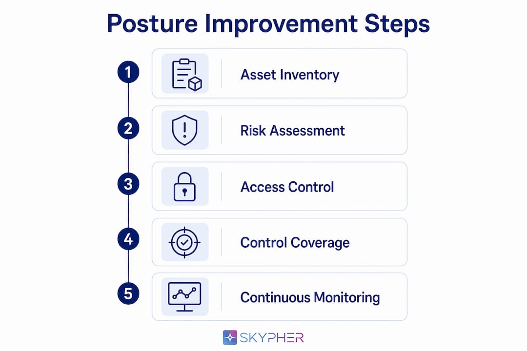 Infographic showing steps to improve security posture