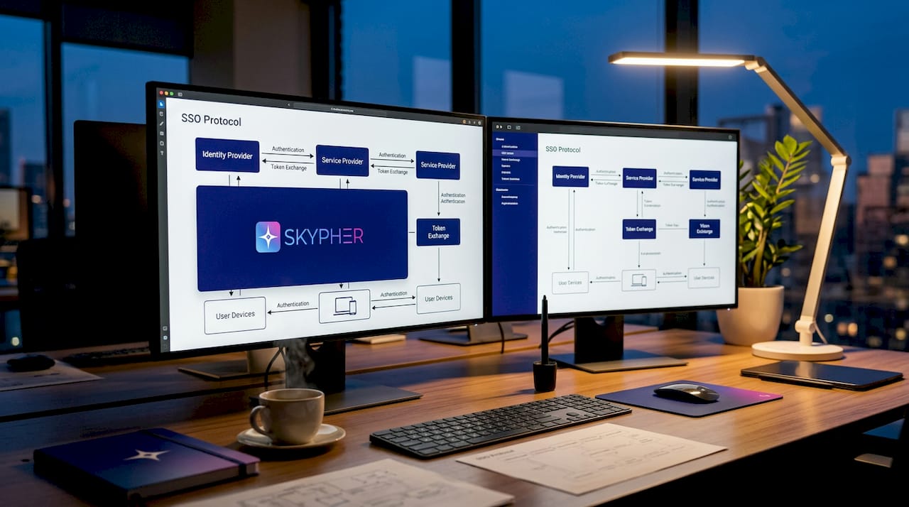 Workspace showing SSO protocol flow on monitors