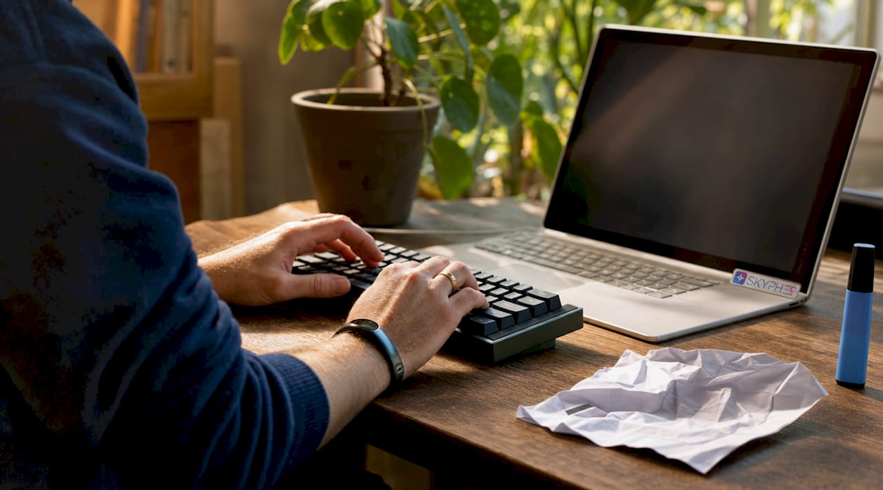 Hands typing on keyboard during user provisioning tasks