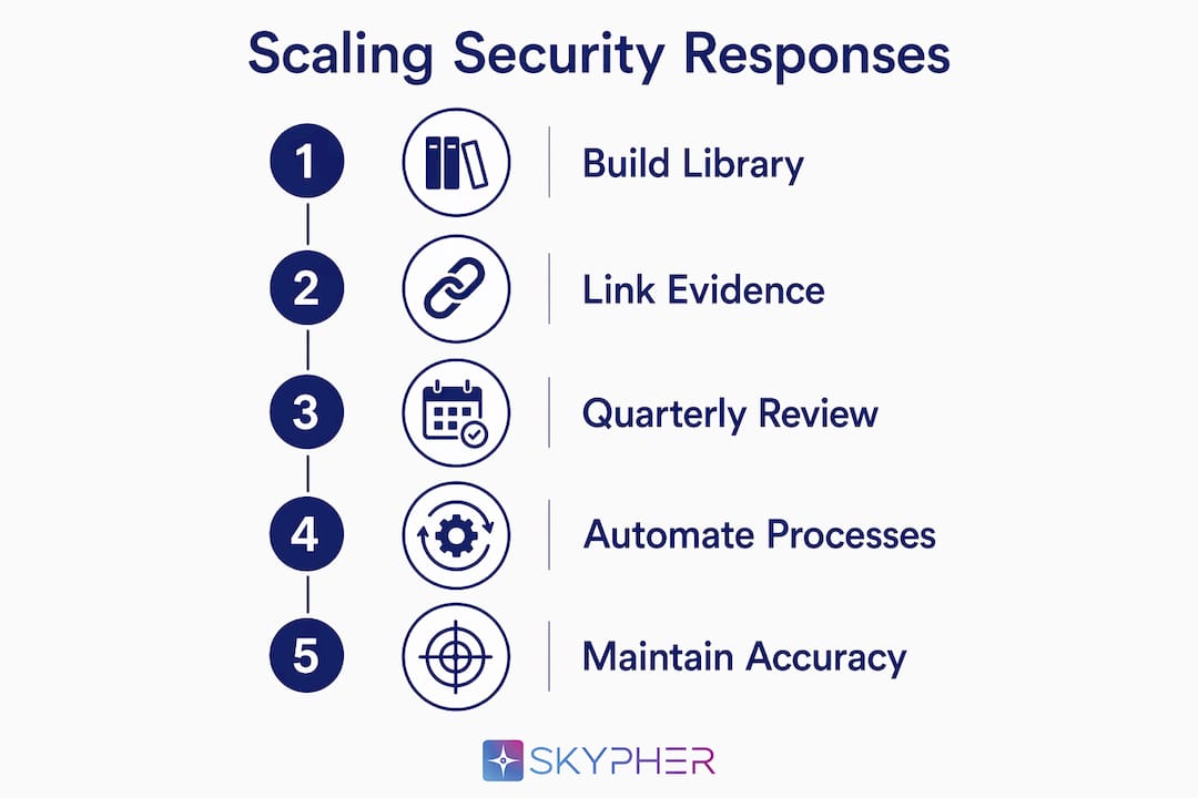 Infographic showing five-step security questionnaire scaling process