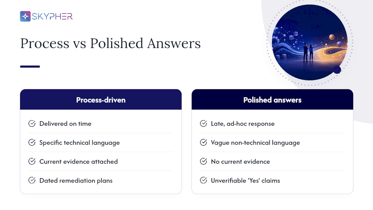 Why honest answers and consistent process win more than polished ones — overview diagram