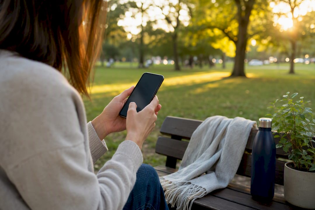 Hands typing message to recruiter on smartphone