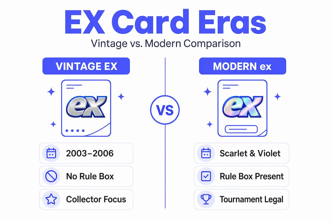 Infographic compares vintage and modern EX cards