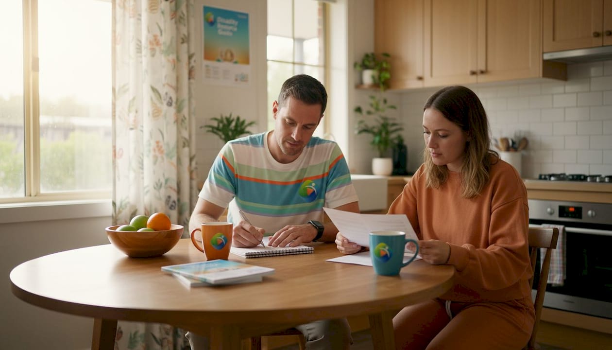 Service provider and participant reviewing notes