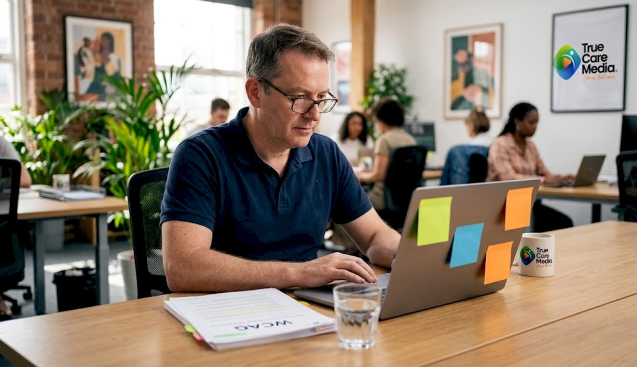 Accessibility specialist checks captions for NDIS video