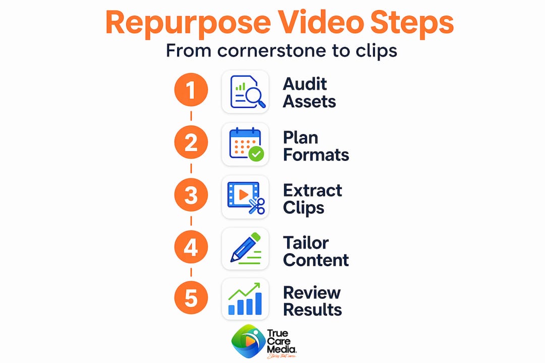 Infographic of repurposing video content steps