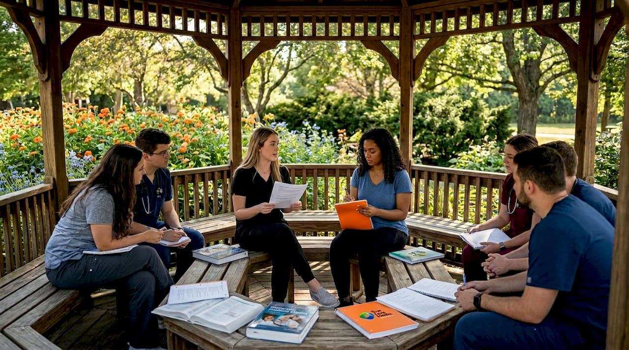 Healthcare students practicing role-playing storytelling