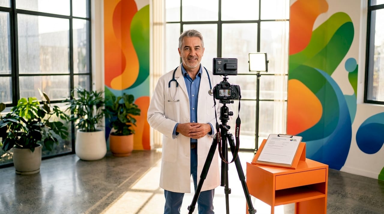 Healthcare provider preparing introduction video