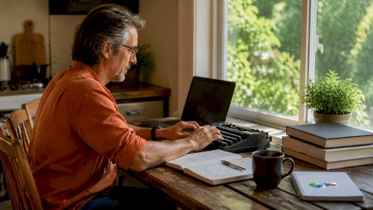 Scriptwriter typing medical video script