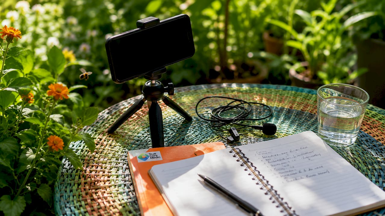 Smartphone and lapel mic setup for referral video