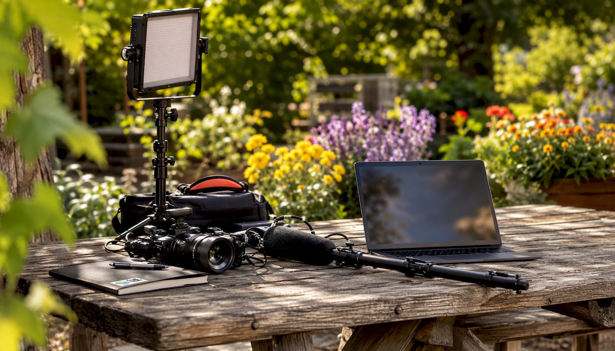 Video equipment setup in aged care lounge
