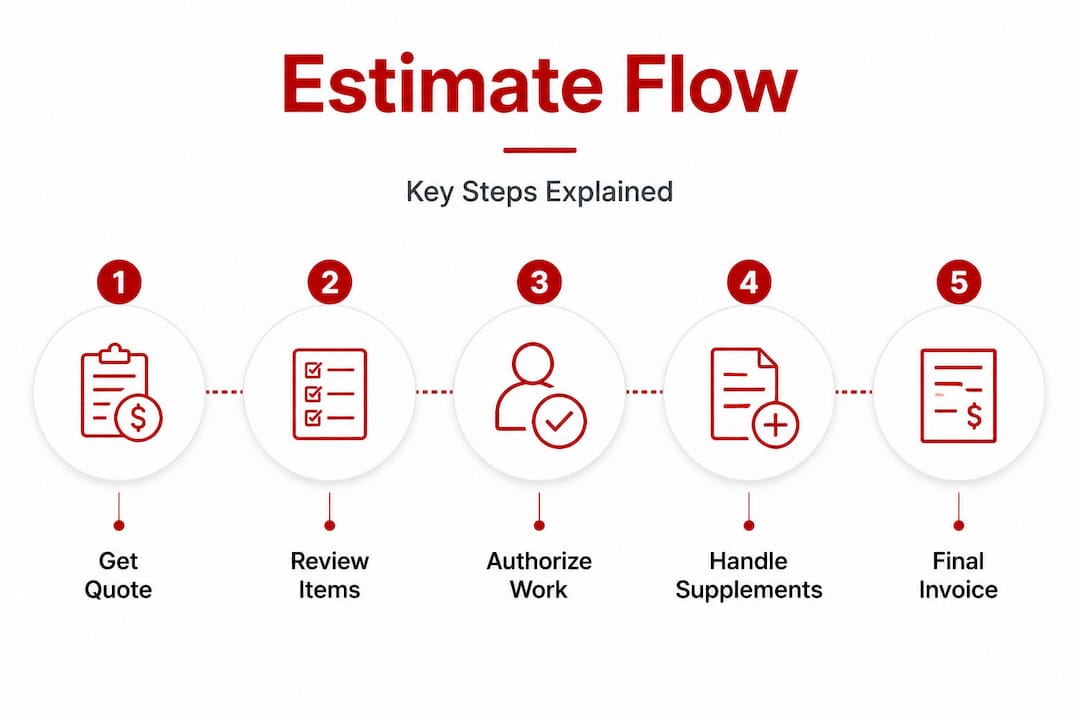 Infographic outlining auto repair estimate steps
