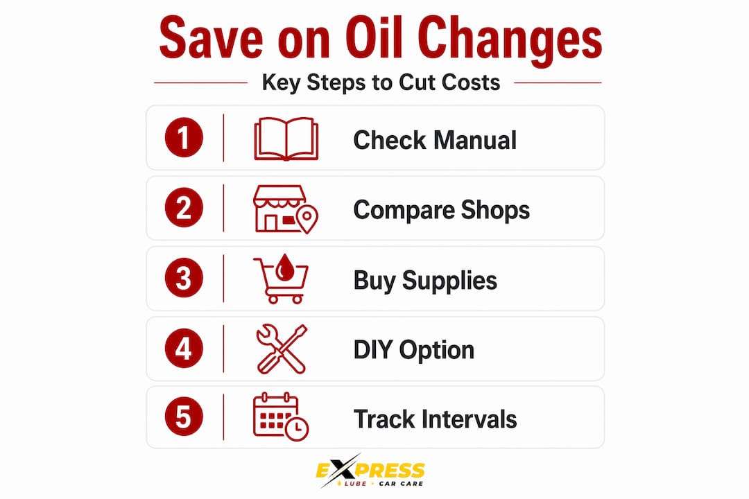 Infographic with five steps for oil change savings