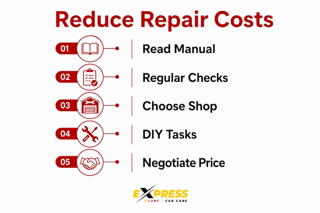Infographic outlining steps to reduce car repair costs