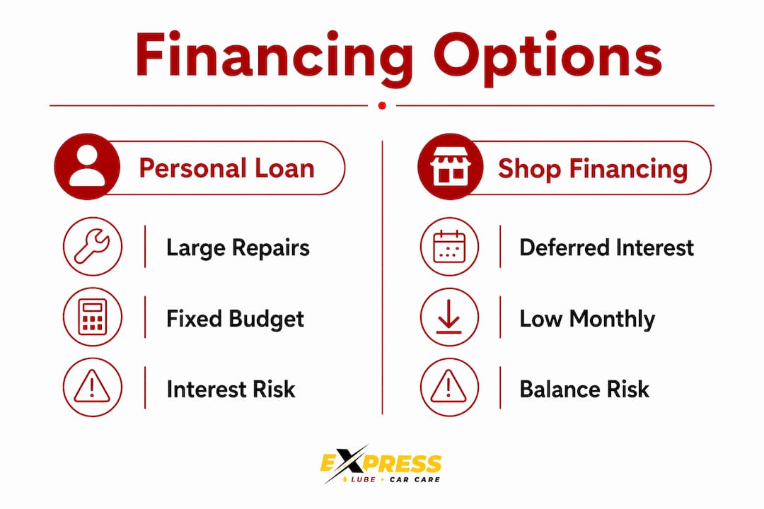 Infographic comparing personal loan and shop financing options