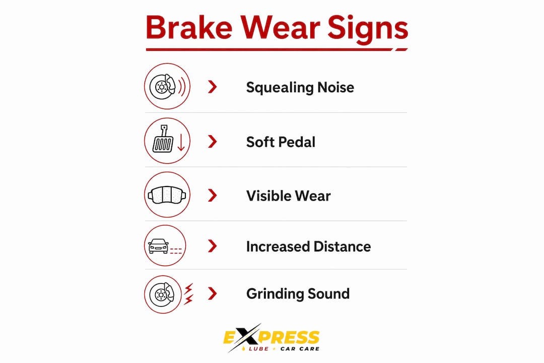 Infographic showing brake wear signs steps