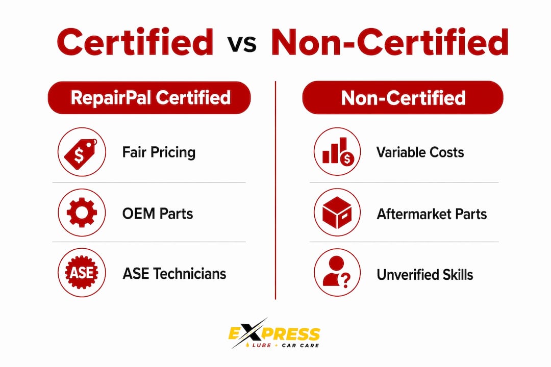 Infographic comparing certified and non-certified auto shops