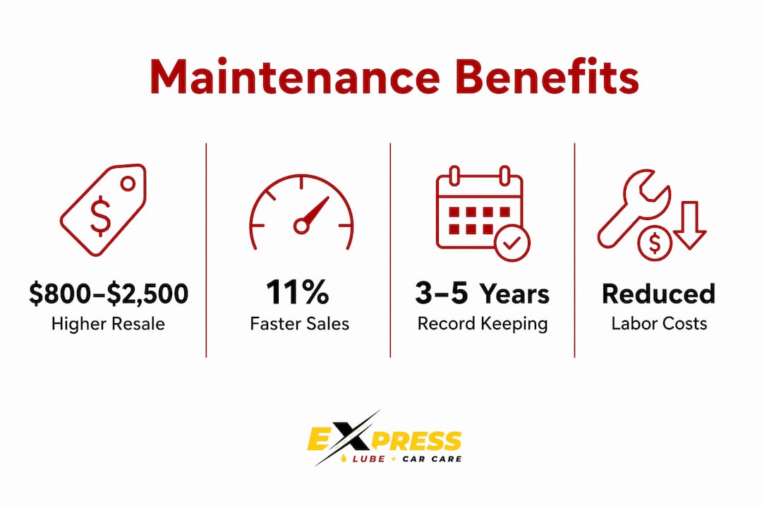 Infographic showing key vehicle maintenance benefits