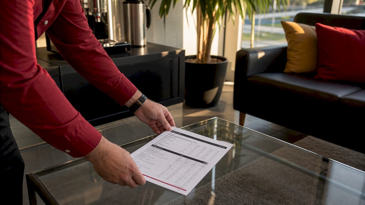 Service advisor hands with labor cost sheet