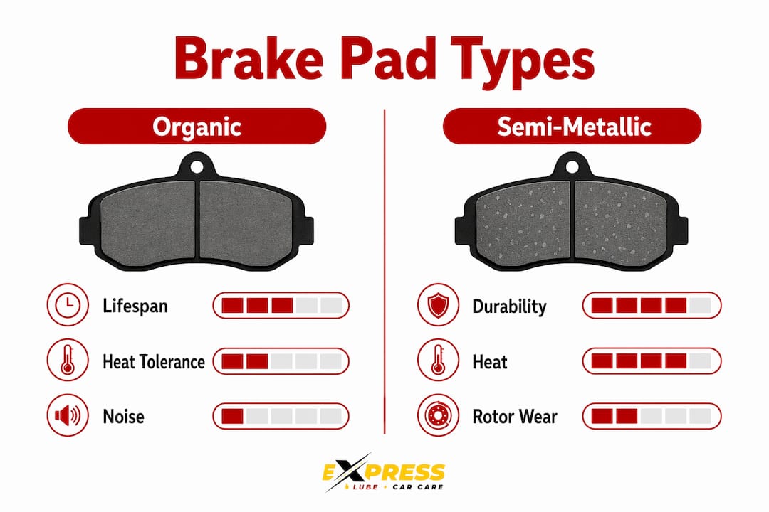 Infographic comparing brake pad types