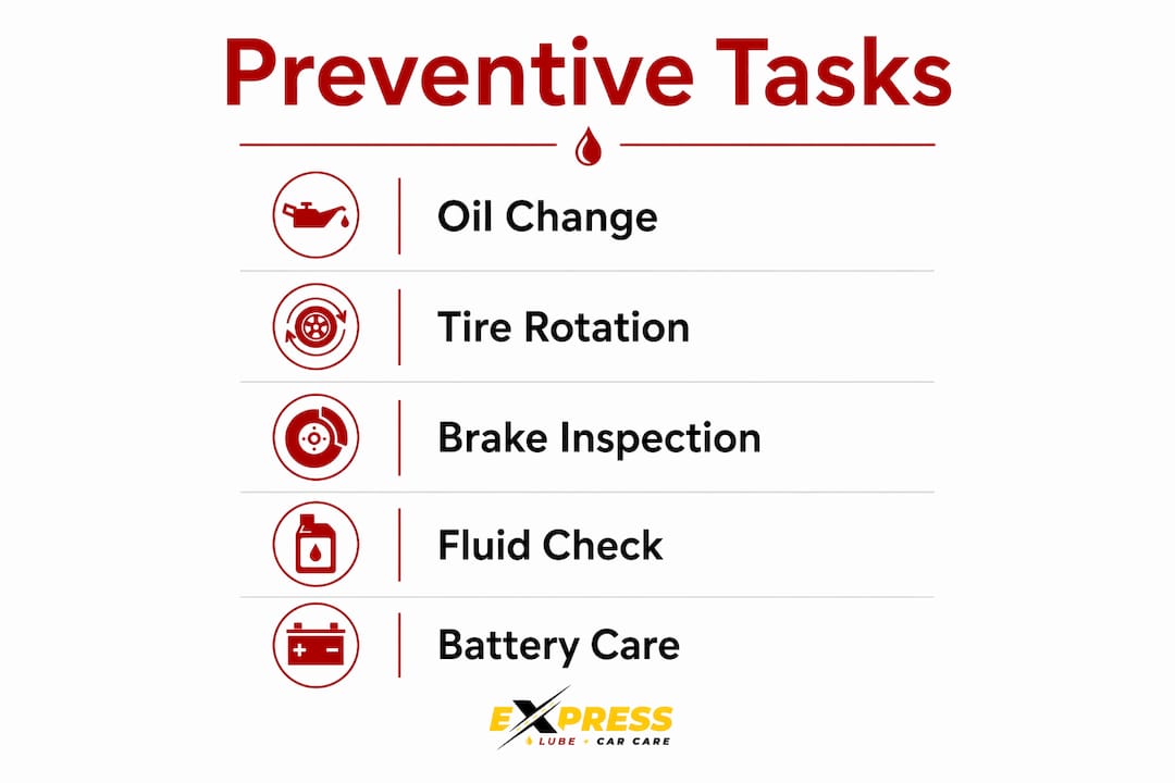 Infographic showing preventive vehicle maintenance steps
