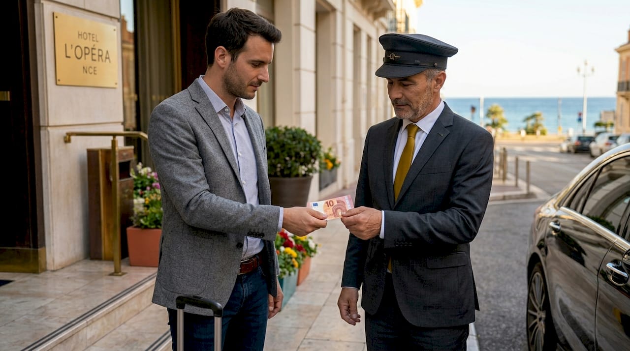 Chauffeur discreetly accepting tip in Paris