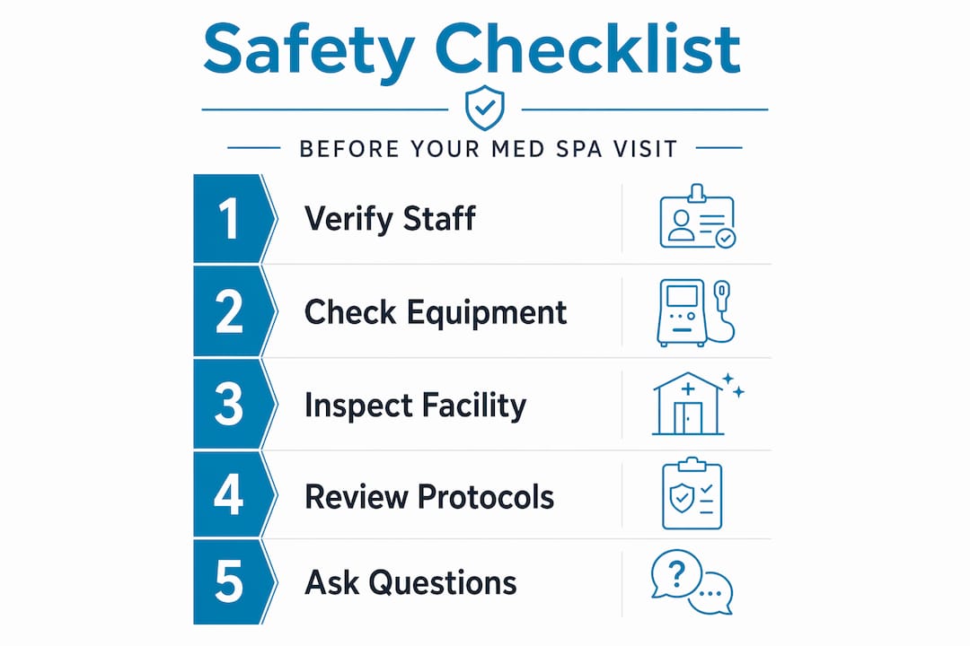 Med spa safety checklist vertical infographic