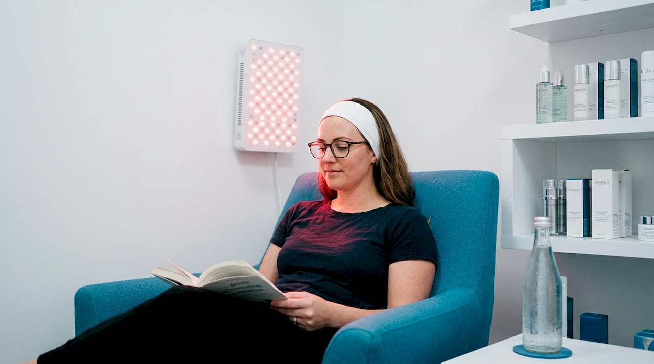 Red light therapy skin session in spa