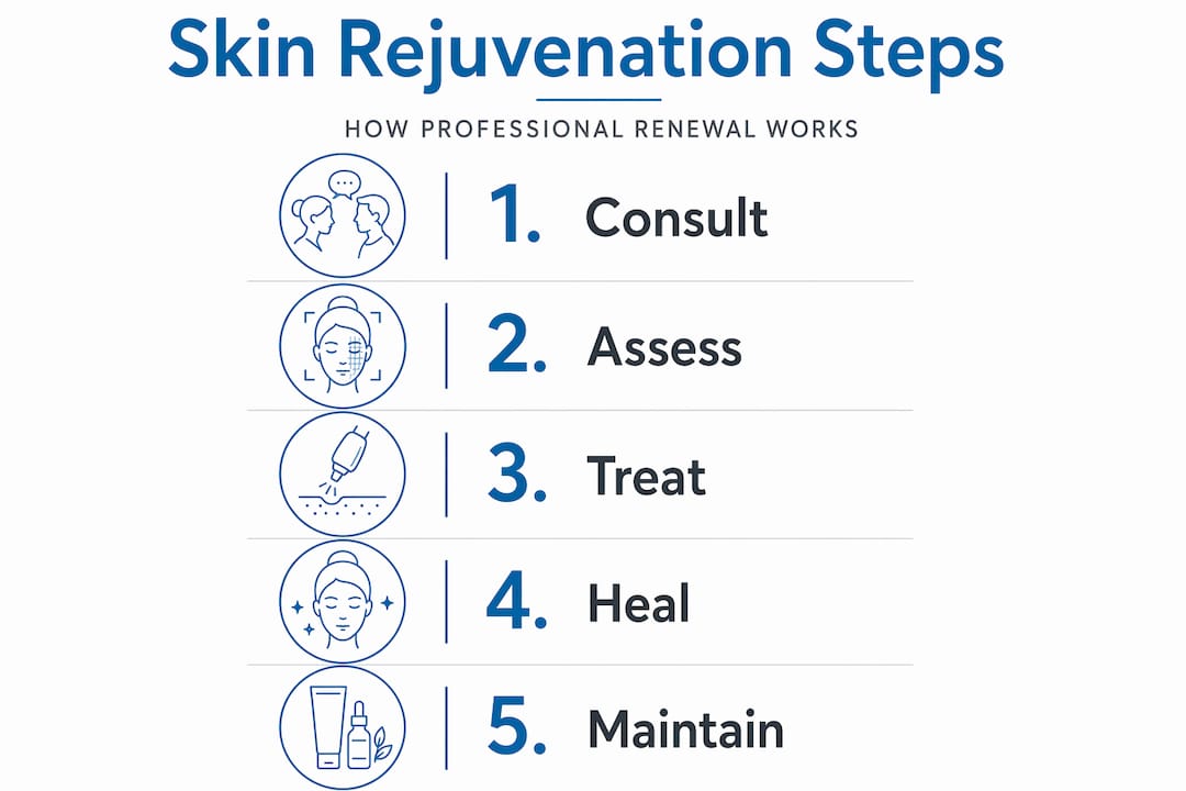 Infographic of skin rejuvenation process steps