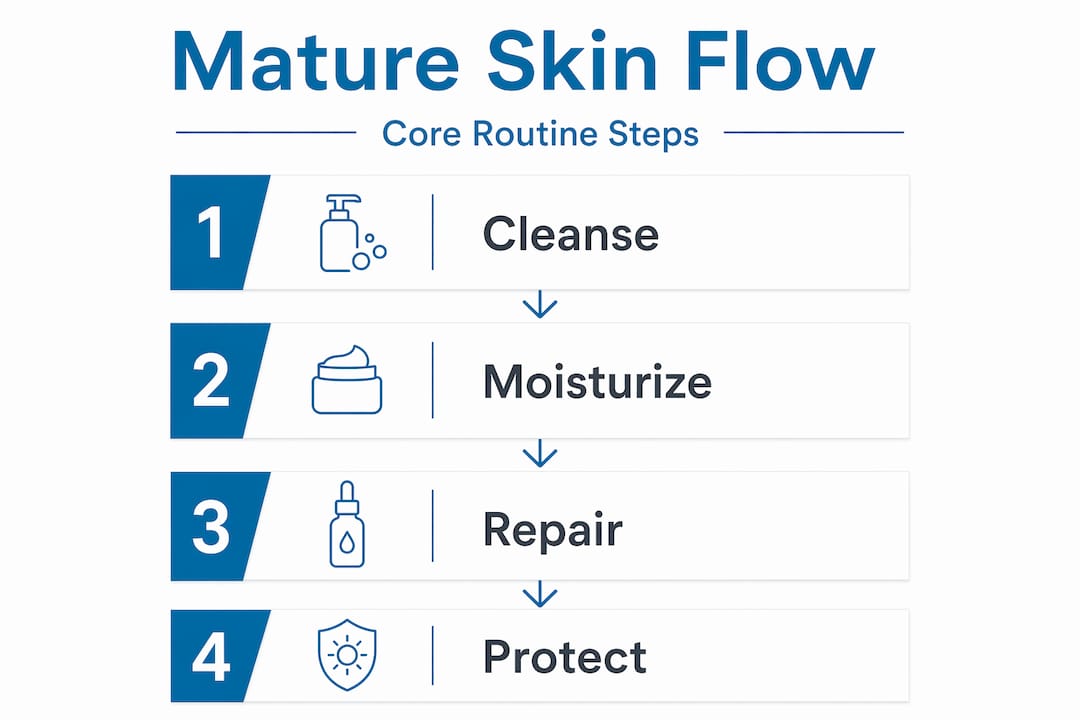 Infographic showing core skin care routine steps