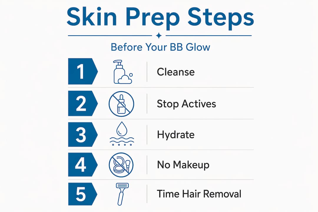 Infographic showing BB Glow skin prep steps