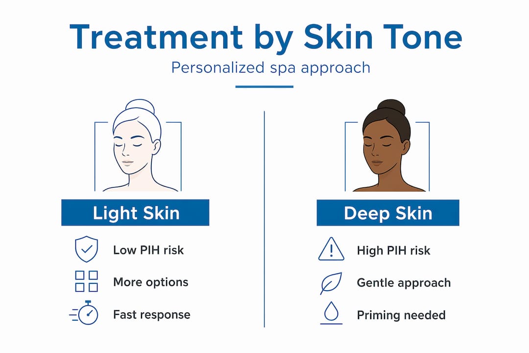 Infographic comparing spa treatments by skin tone