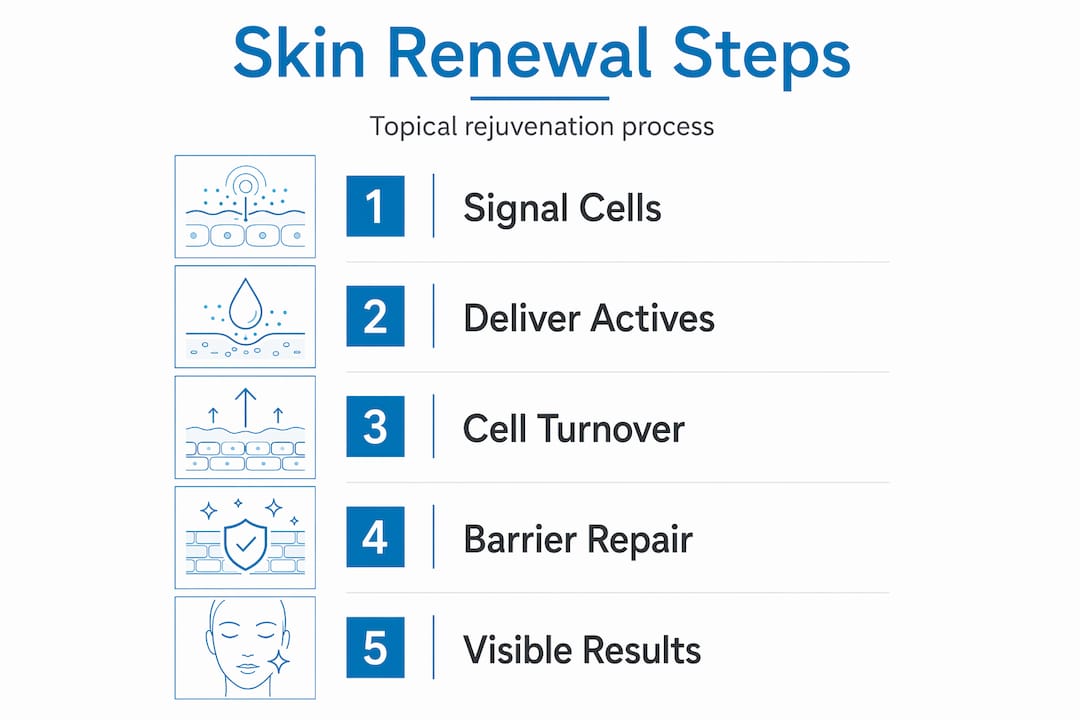 Infographic showing steps in skin renewal process