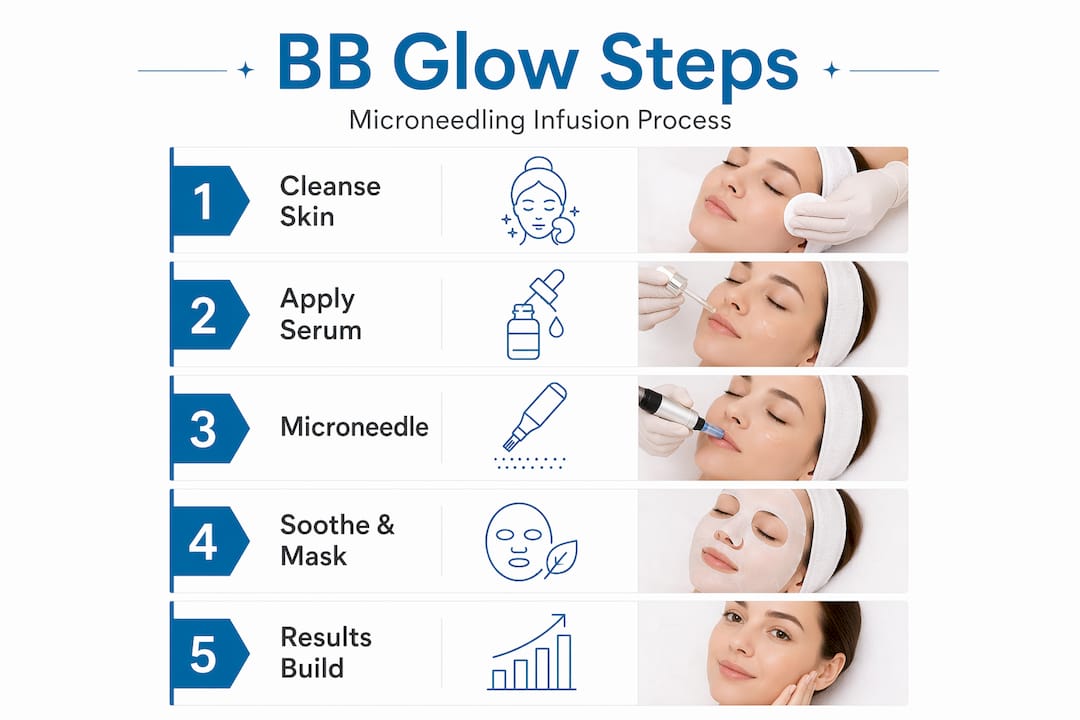 Infographic showing BB Glow serum process flow