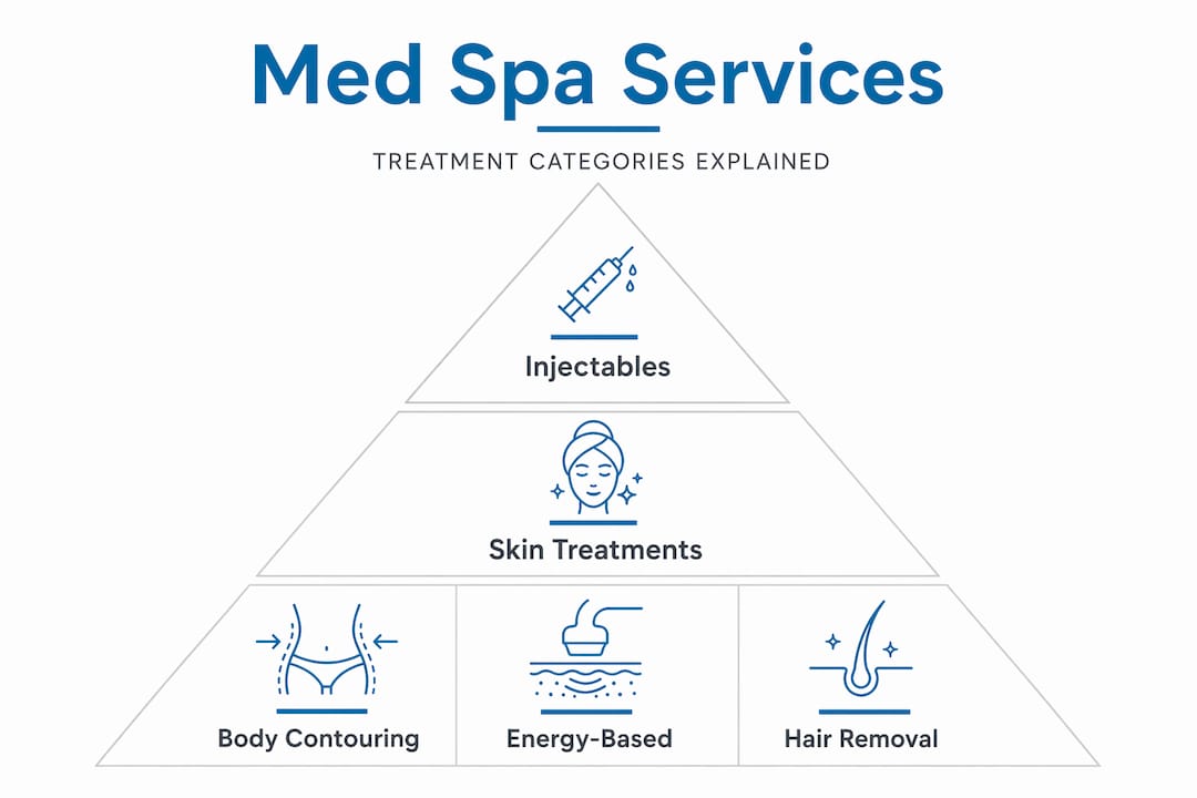 Infographic showing hierarchy of med spa services