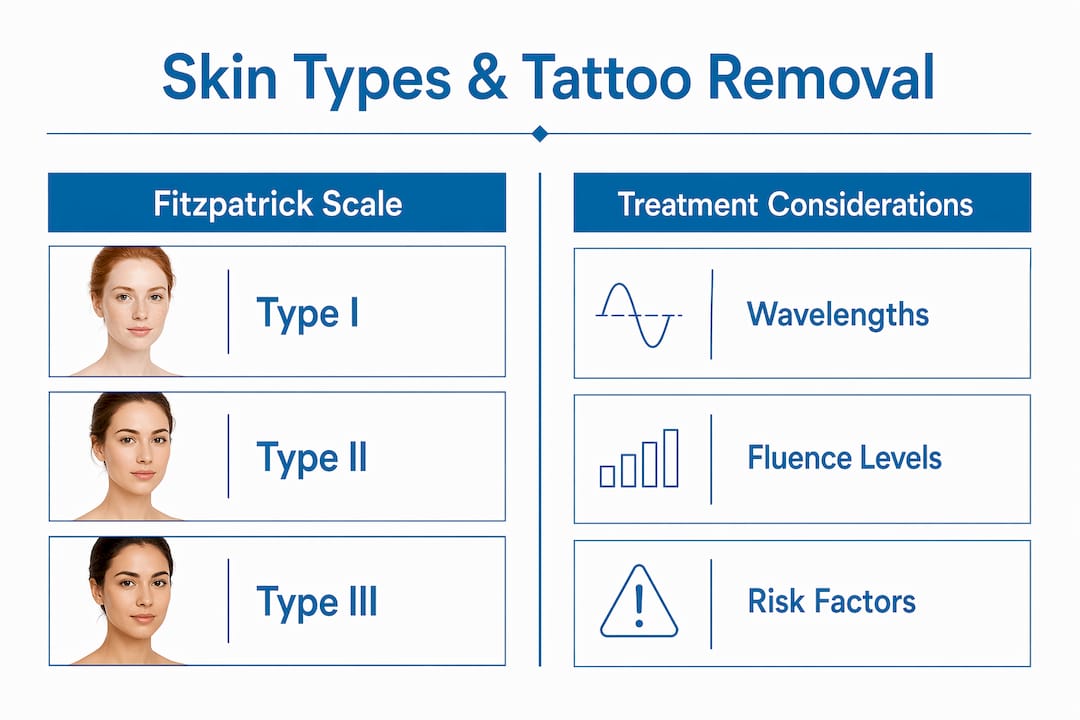Infographic comparing skin types and tattoo removal treatment