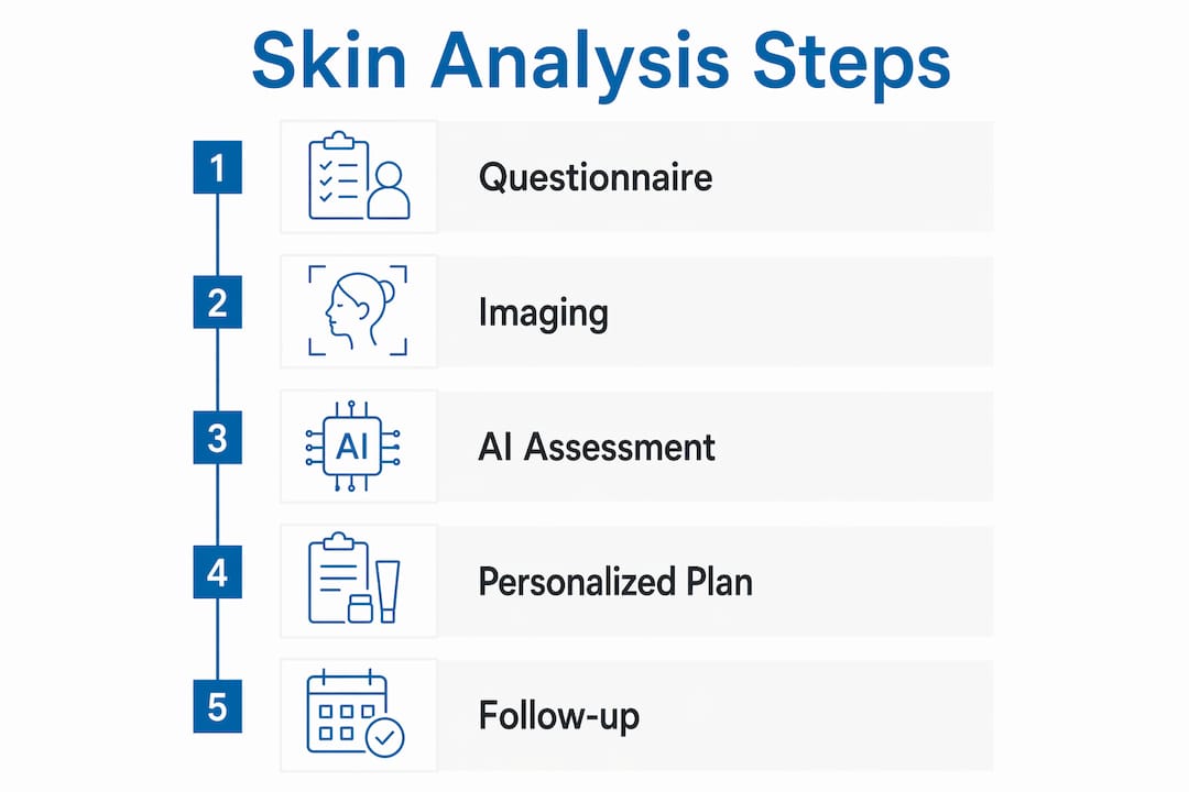 Infographic illustrating steps of skin type analysis process