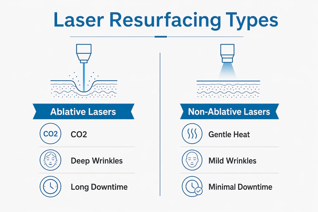 Infographic comparing ablative and non-ablative laser types