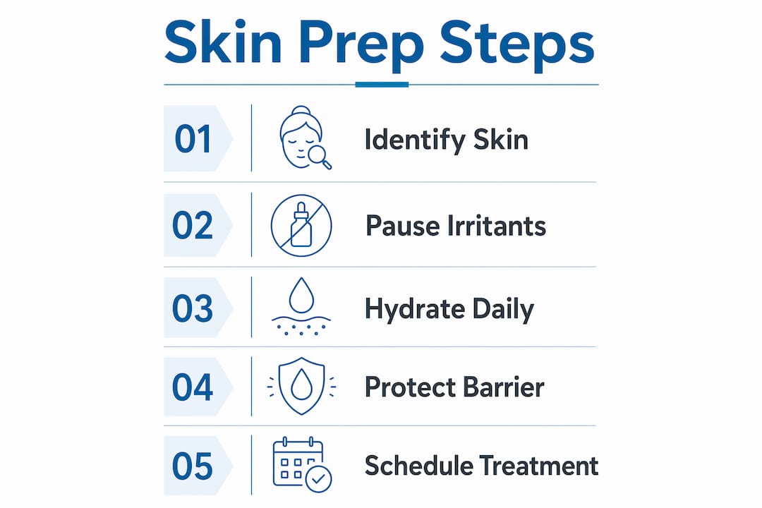 Infographic displaying five key skin preparation steps