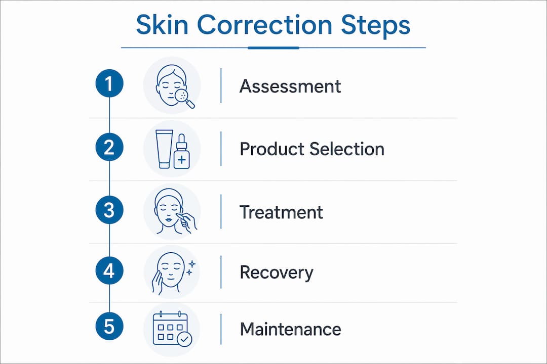 Infographic illustrating the steps of skin correction process
