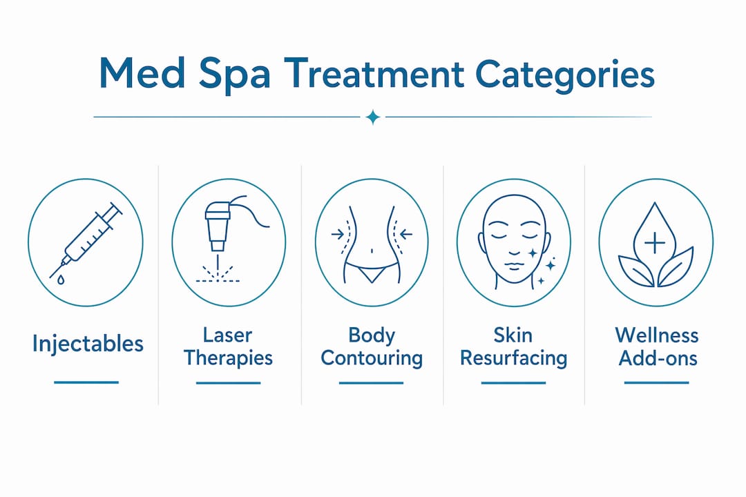 Infographic showing medical spa treatment categories