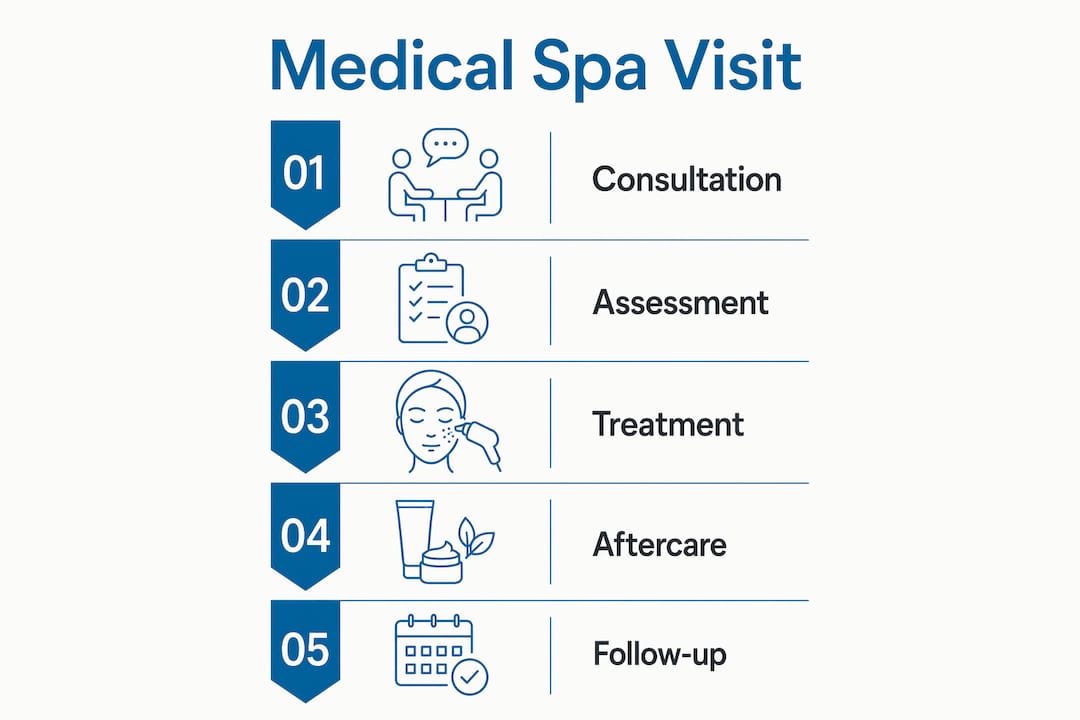 Infographic of medical spa visit steps