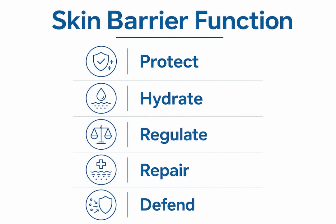 Infographic illustrating skin barrier function steps