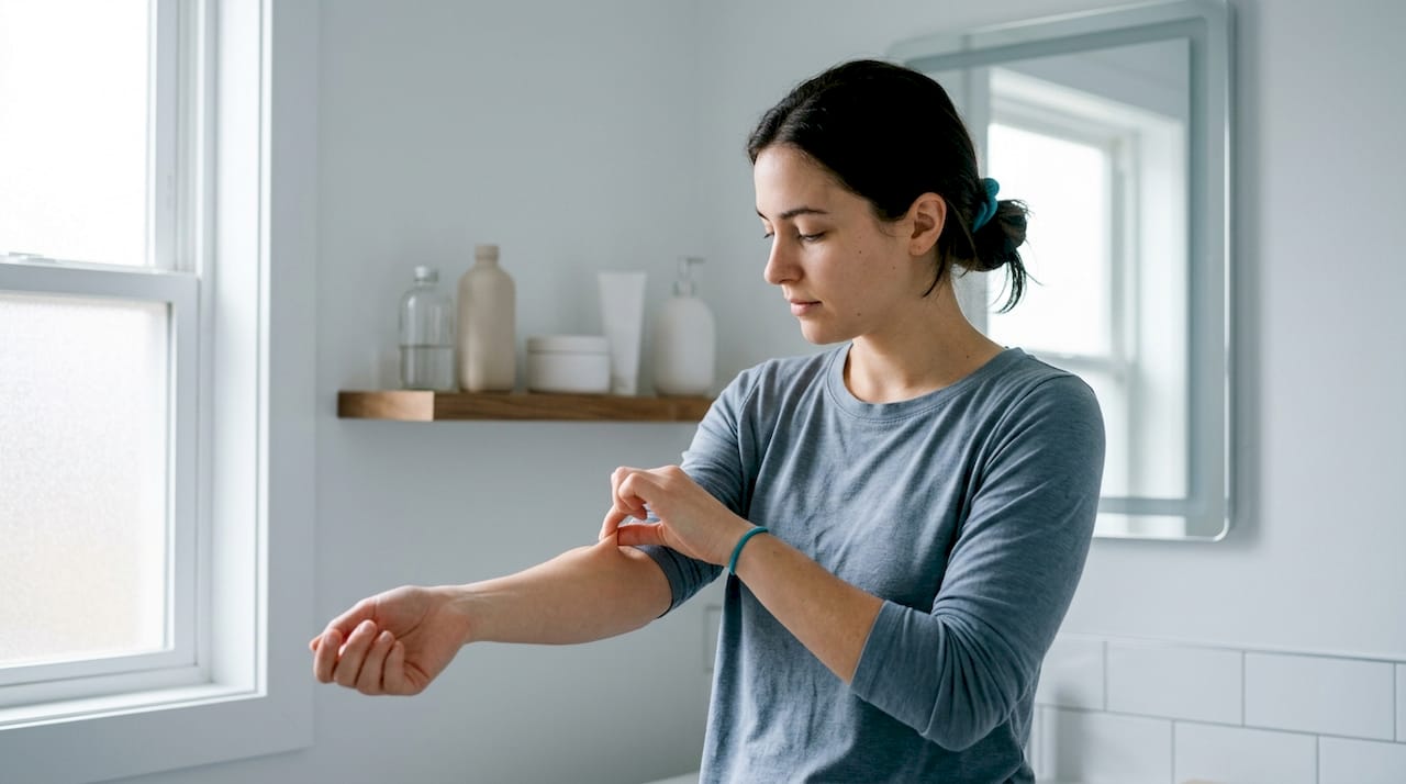 Close-up of hands showing skin elasticity