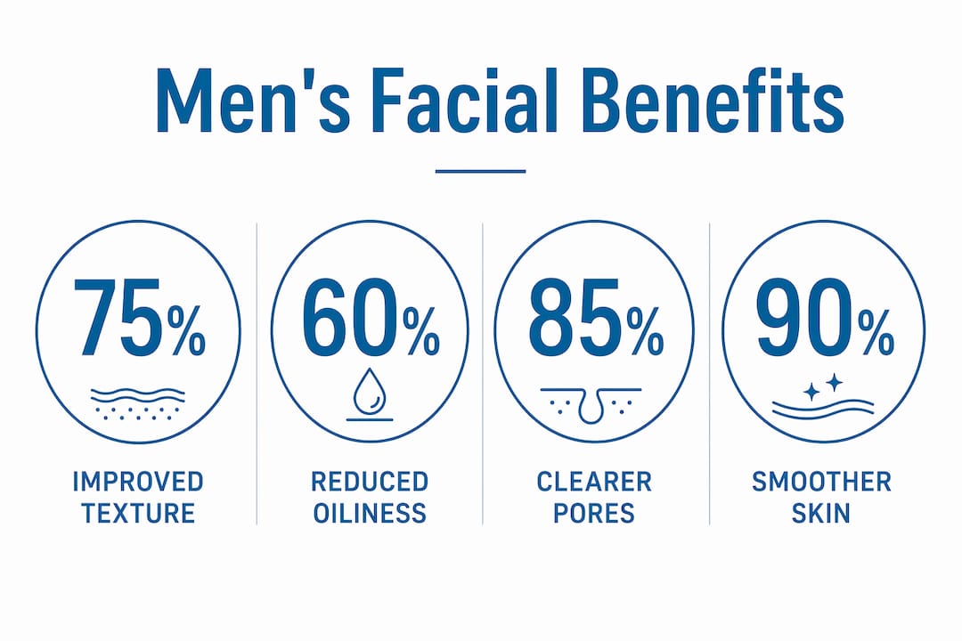 Infographic showing key benefits of men's facial treatments