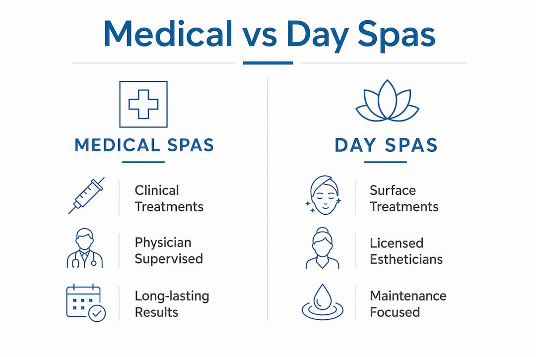 Infographic comparing medical spas and day spas