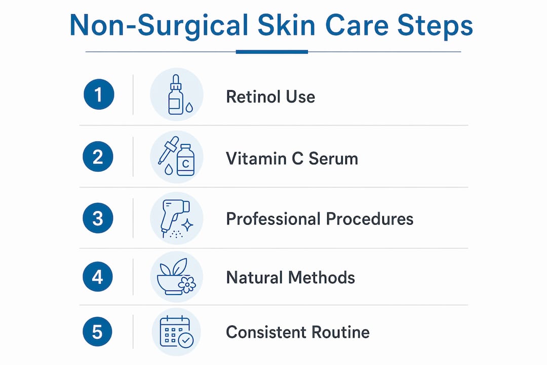 Infographic showing steps for non-surgical skin care improvement