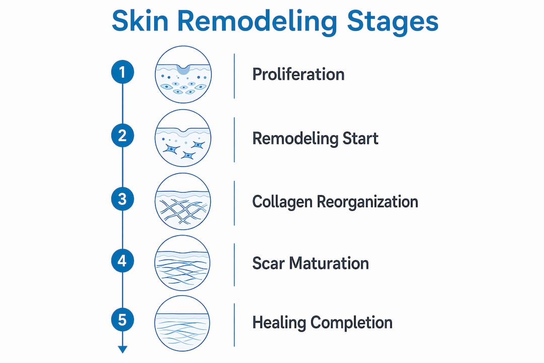 Infographic illustrating stages of skin remodeling